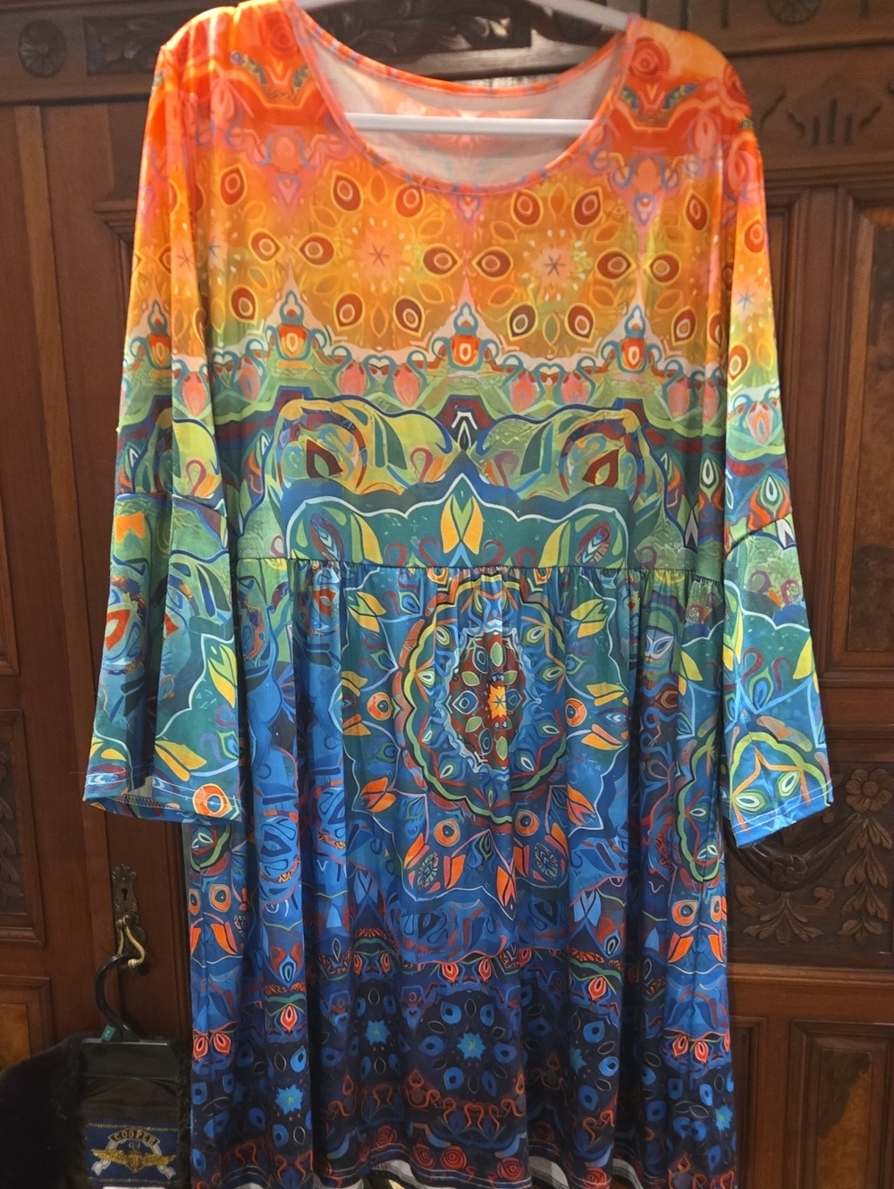SHEIN Multicolor Rainbow Colored 3/4 Kaleidoscope Dress
